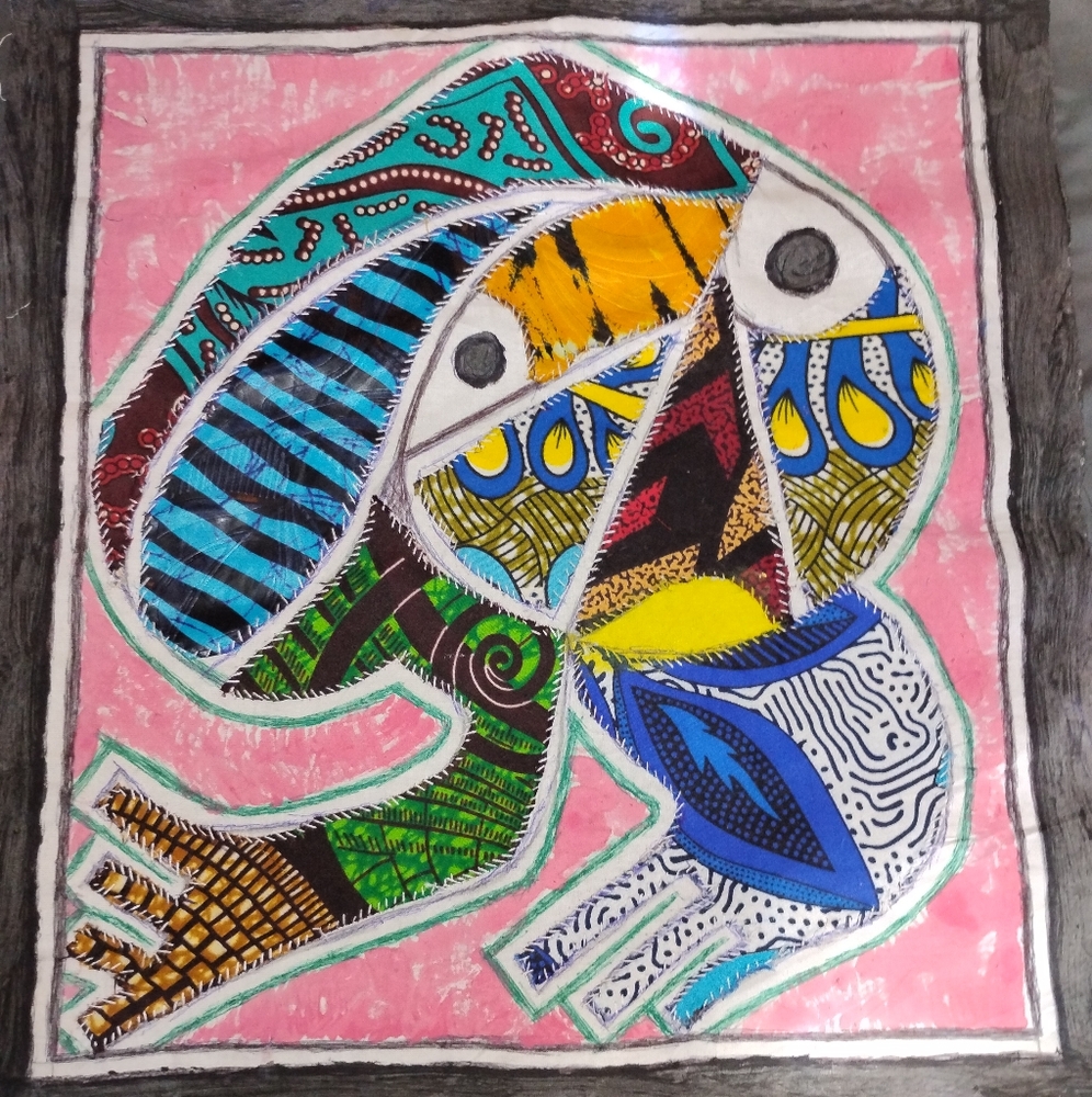 Kayode Buraimoh Stylized Figural Mixed Media Painting, 2024